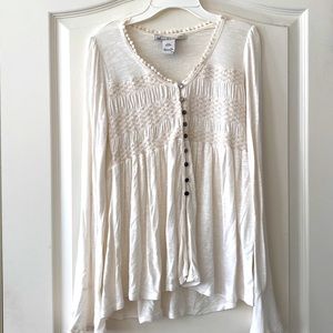 Cream Long Sleeve Top.